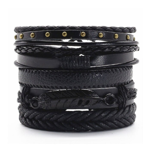  Vintage Wrap Charm Leather Bracelet for men